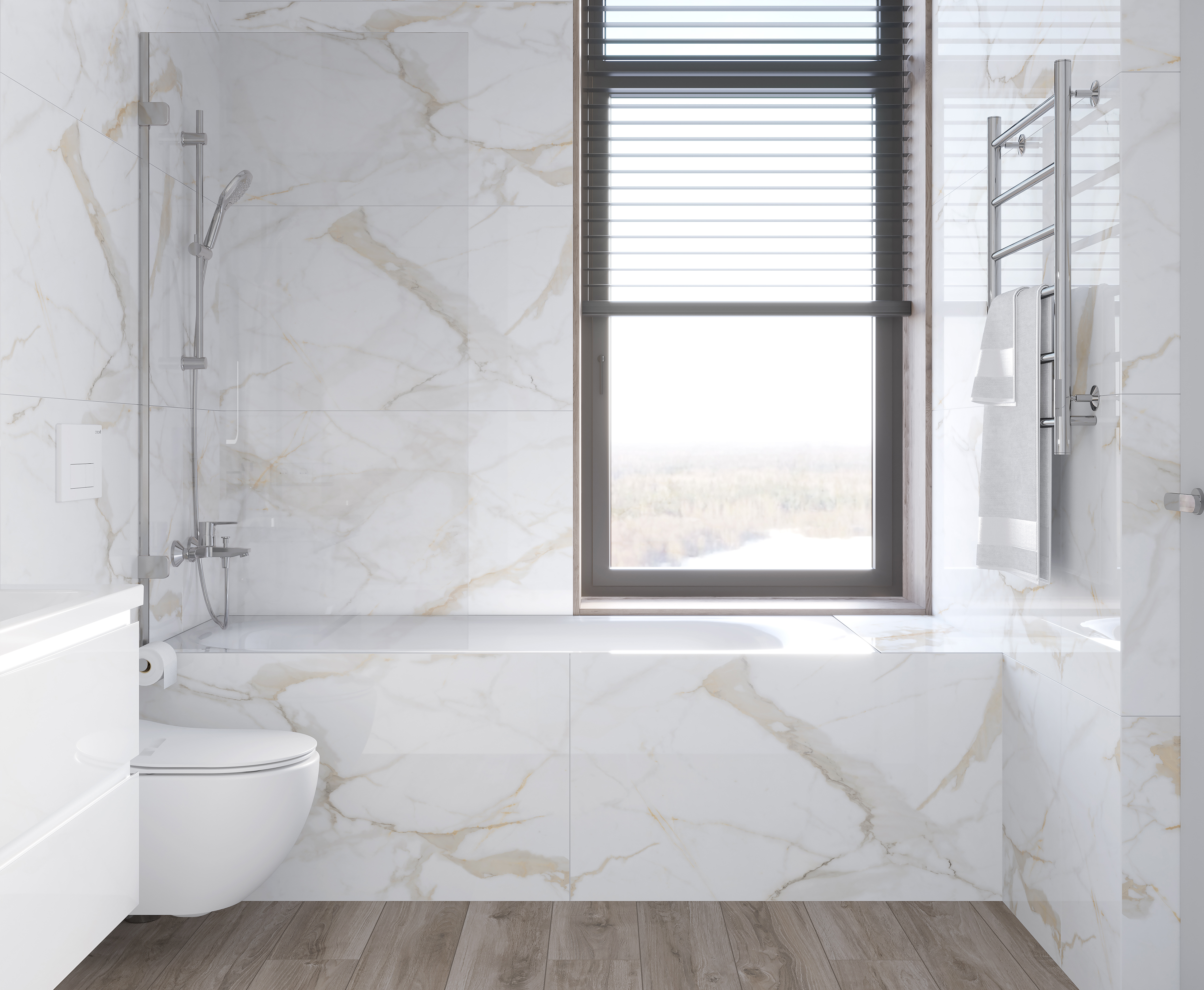 Изображение товара Керамогранит Ceradim Calacatta Superior белый 120x60 см, мраморный эффект, полированный