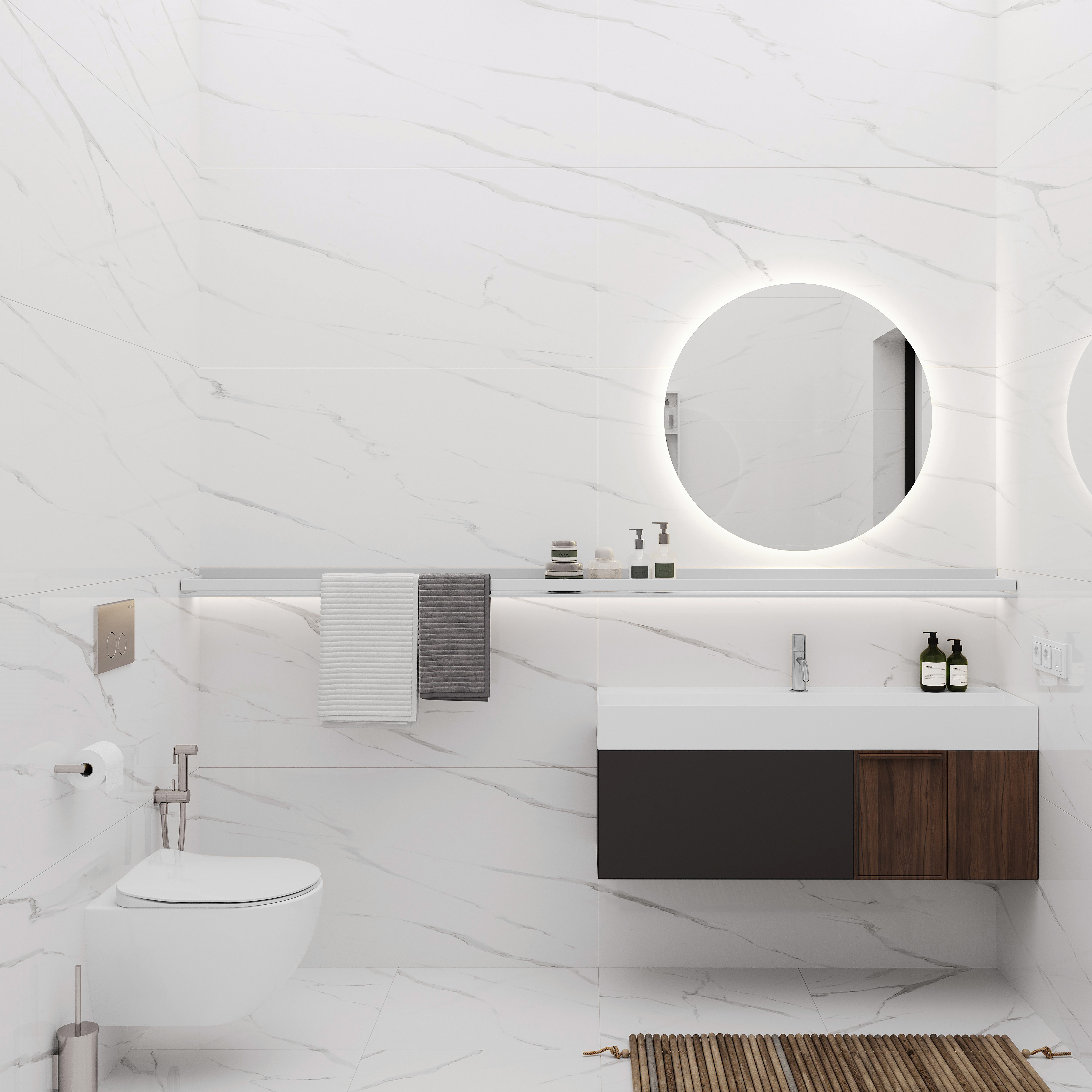 Изображение товара Керамогранит Ceradim Statuario 60x120 см белый глянцевый мраморный эффект