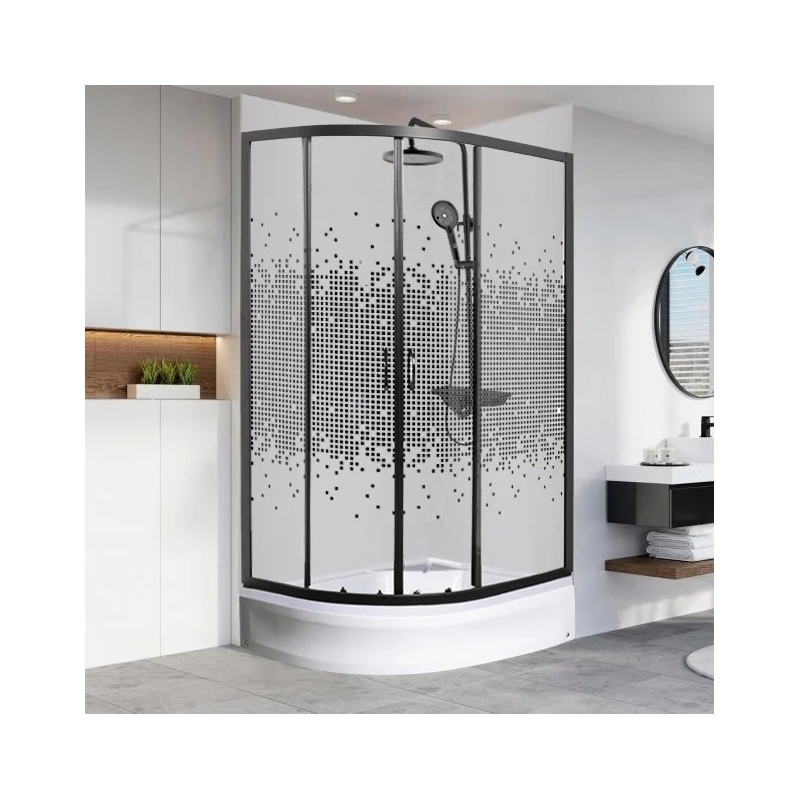 Изображение товара Душевой уголок МОНОМАХ 100х80 см с черным профилем и прозрачным стеклом