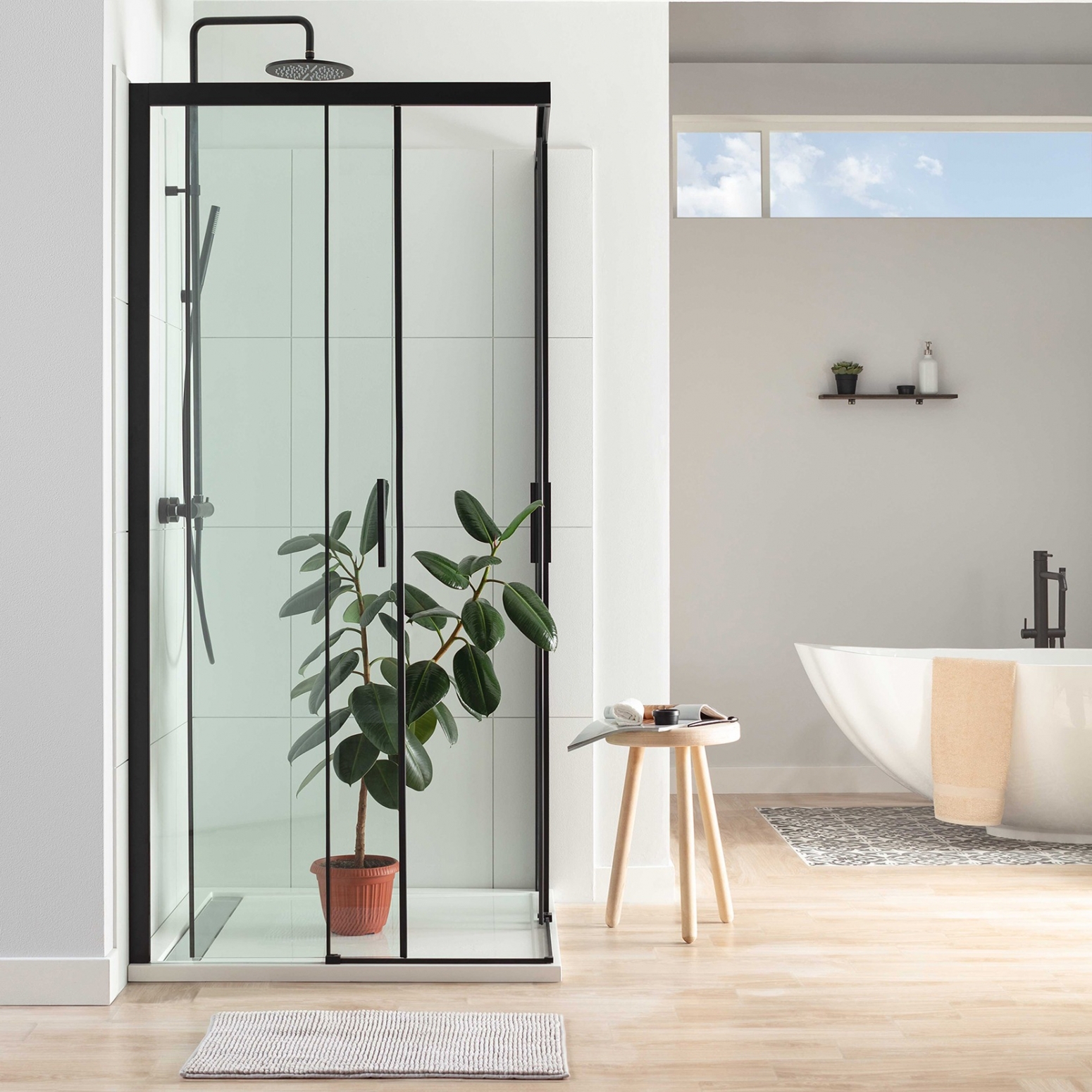 Изображение товара Душевой уголок Aquanet Pleasure AE60-S 100х100 см прозрачное стекло черный профиль