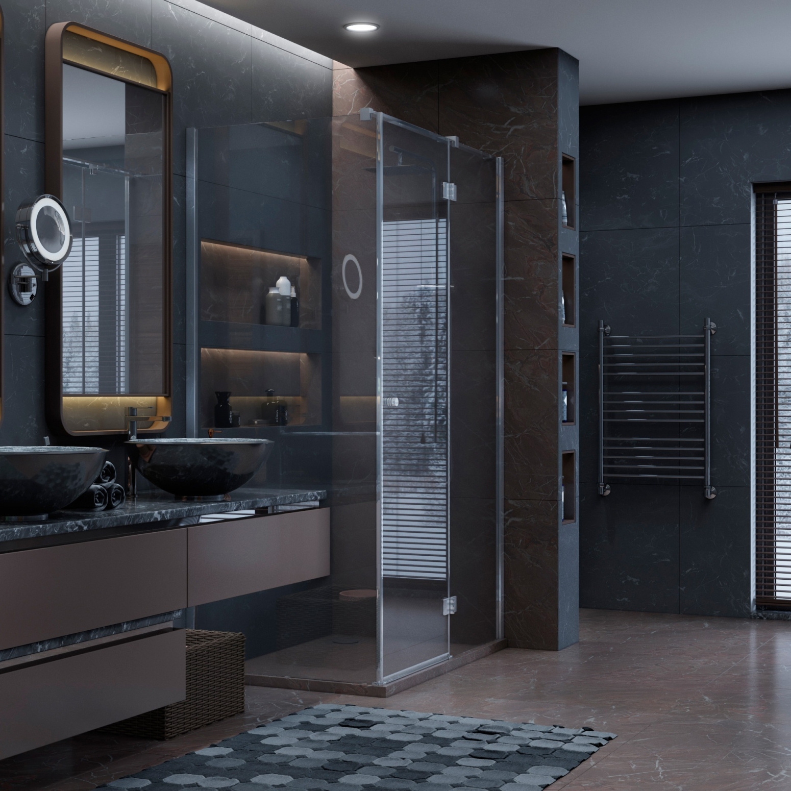 Изображение товара Душевой уголок Ambassador Diamond 120х80 см стекло распашной профиль серебристый