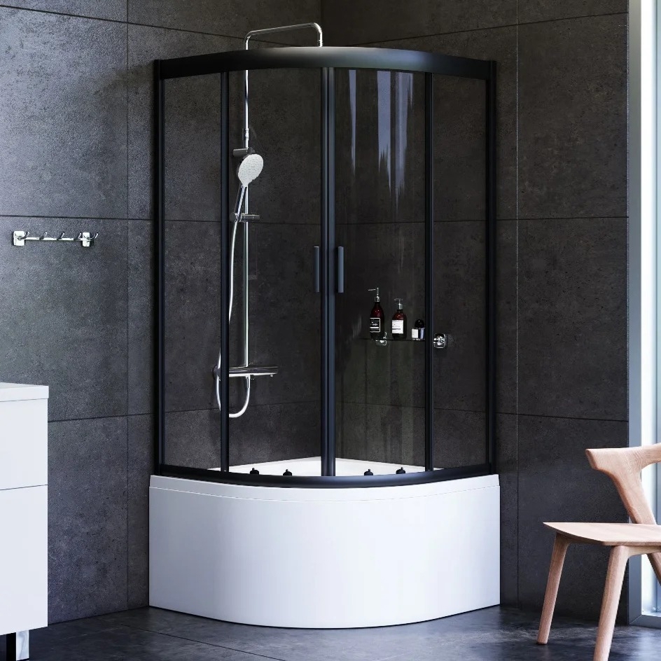 Изображение товара Душевой уголок Am.Pm Gem W90G-401A090BT 90x90 см черный профиль стекло прозрачное