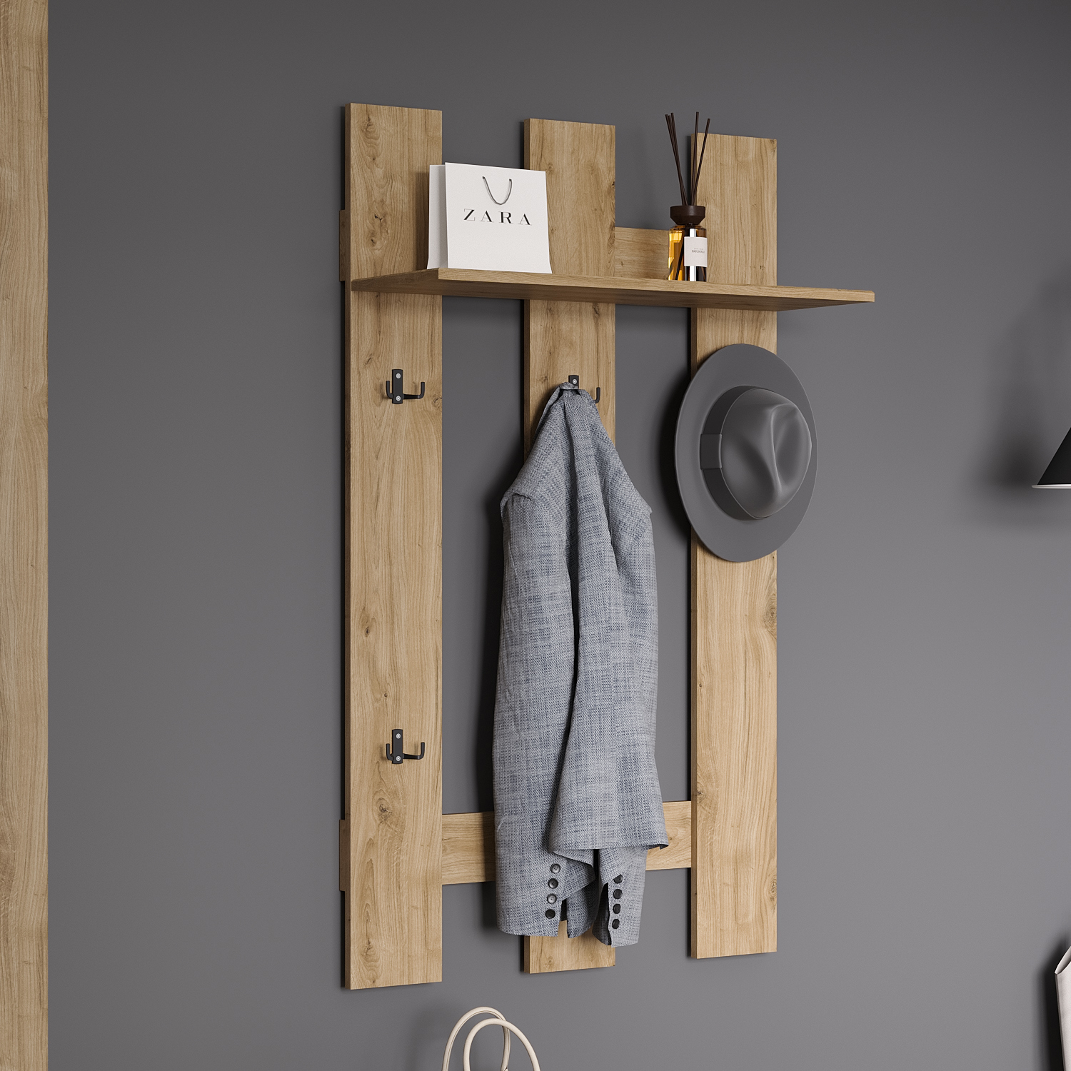 Изображение товара Настенная вешалка Anrex Doorset 75x125x27.20 см ЛДСП цвет бежевый