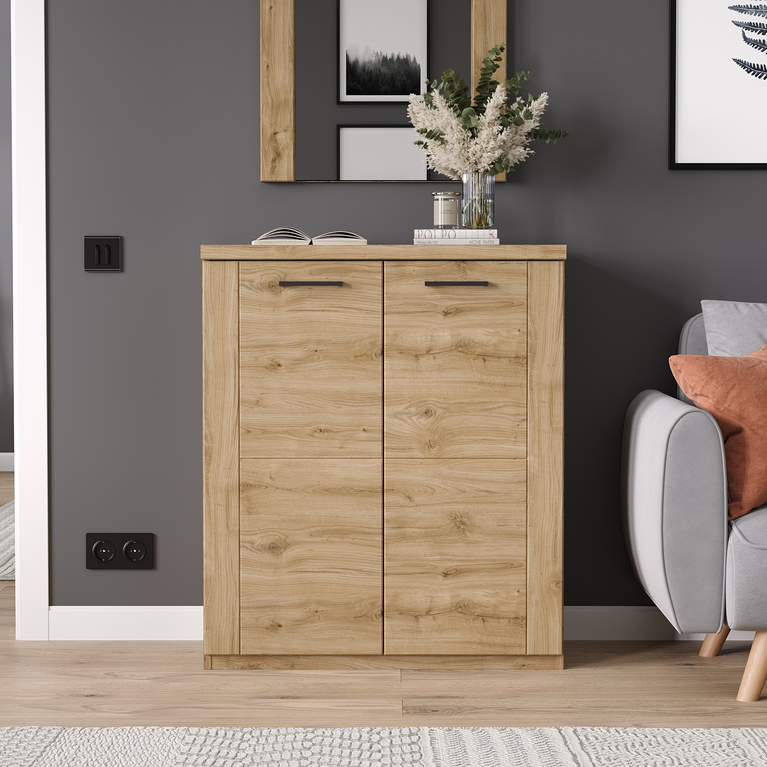 Изображение товара Тумба Anrex Doorset 2D 80.20x41x94.60 ЛДСП цвет дуб наварра