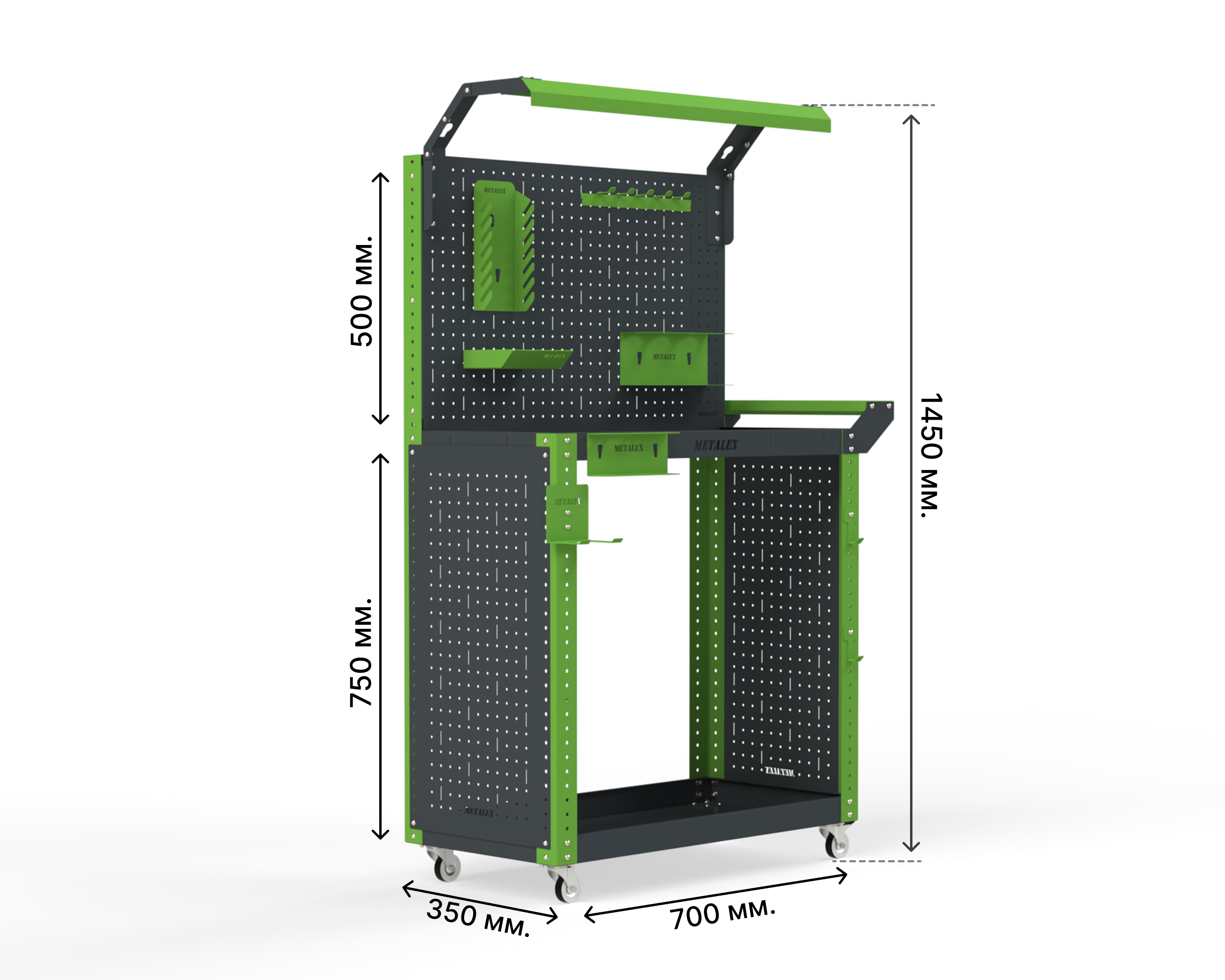 Изображение товара Тележка инструментальная Metalex Тип 6 700x400x800 мм с освещением и аксессуарами