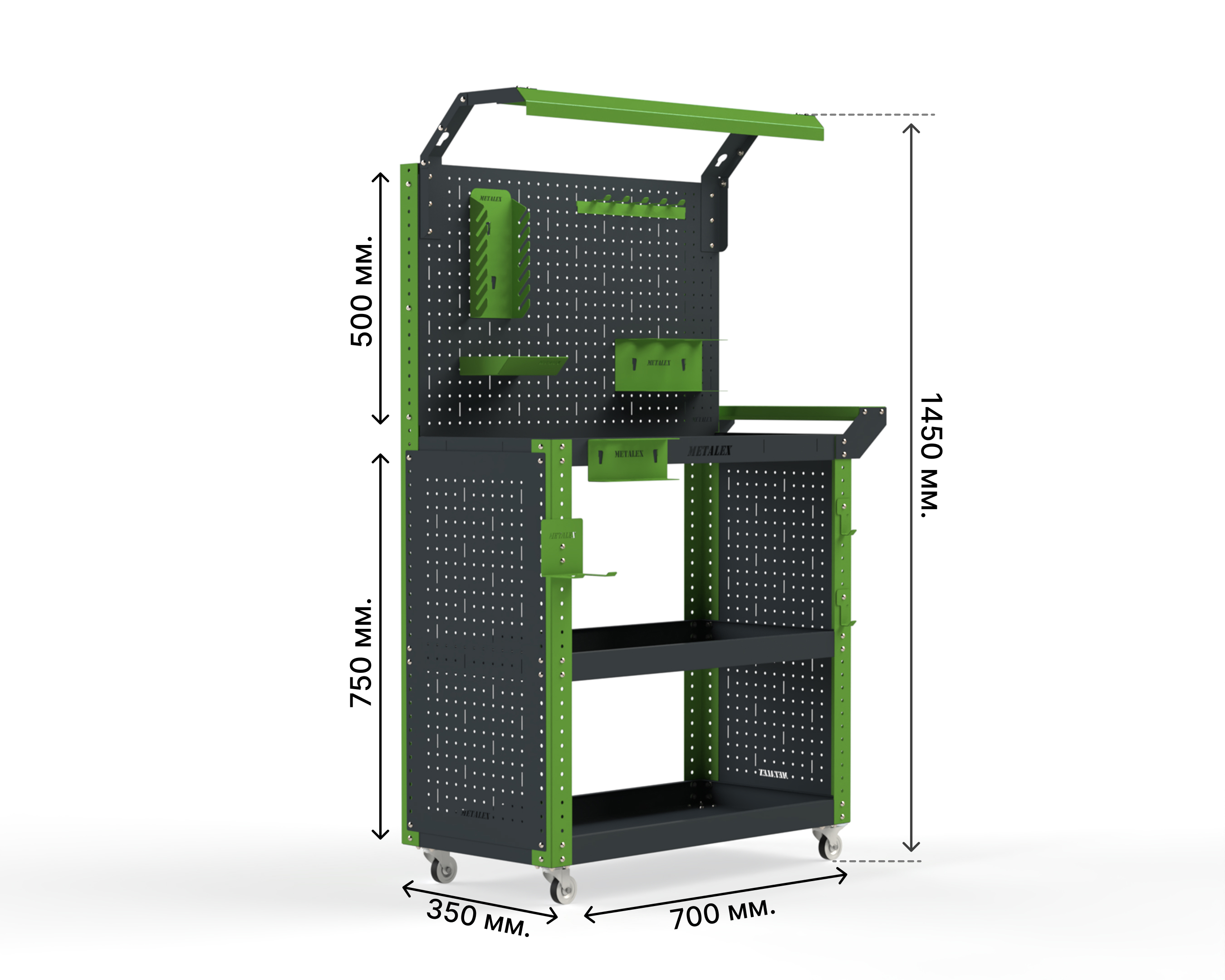 Изображение товара Тележка инструментальная Metalex Тип 6 118823 800x450x800 мм с аксессуарами