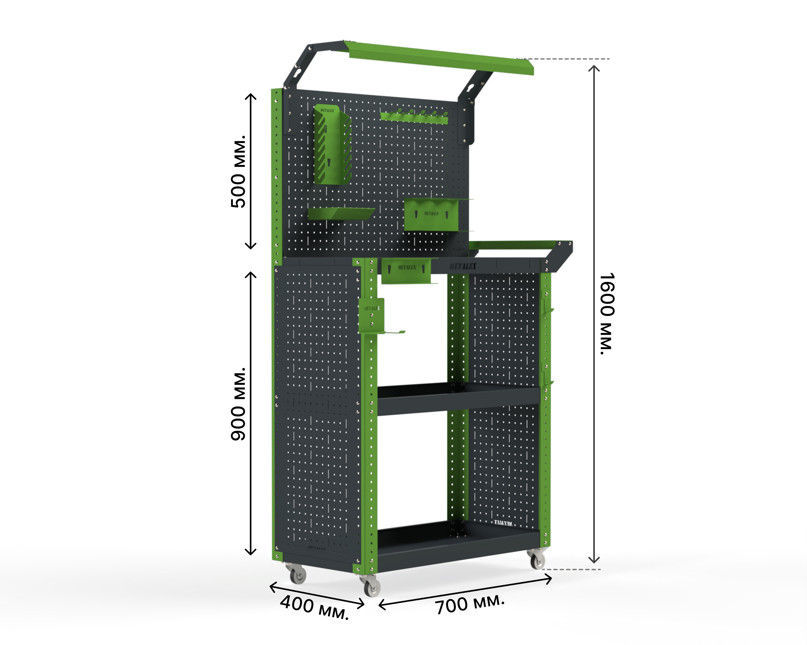Изображение товара Тележка инструментальная METALEX Тип 6 900x450x950 мм с освещением и аксессуарами