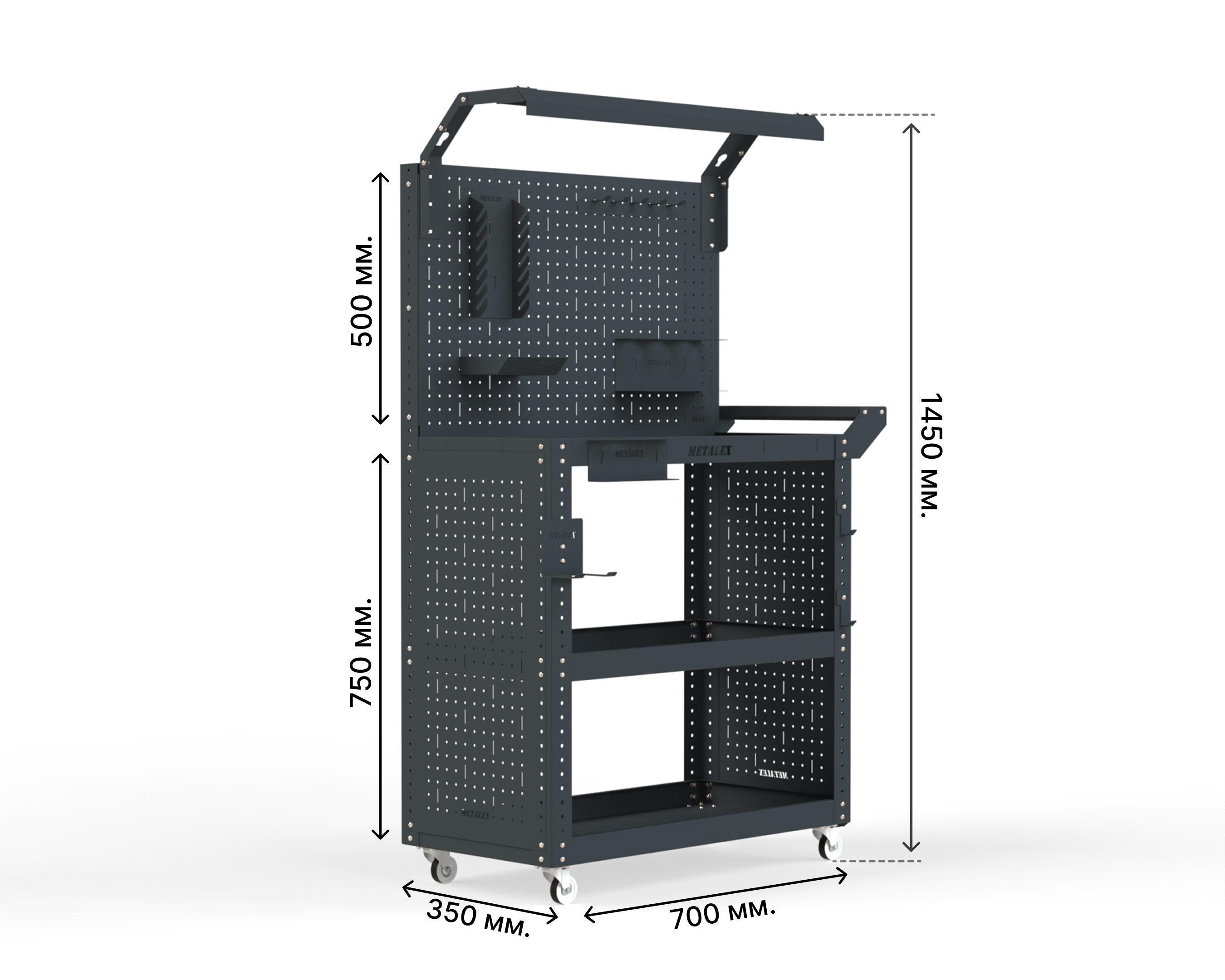 Изображение товара Тележка инструментальная Metalex Тип 6 900x400x800 мм для хранения инструментов