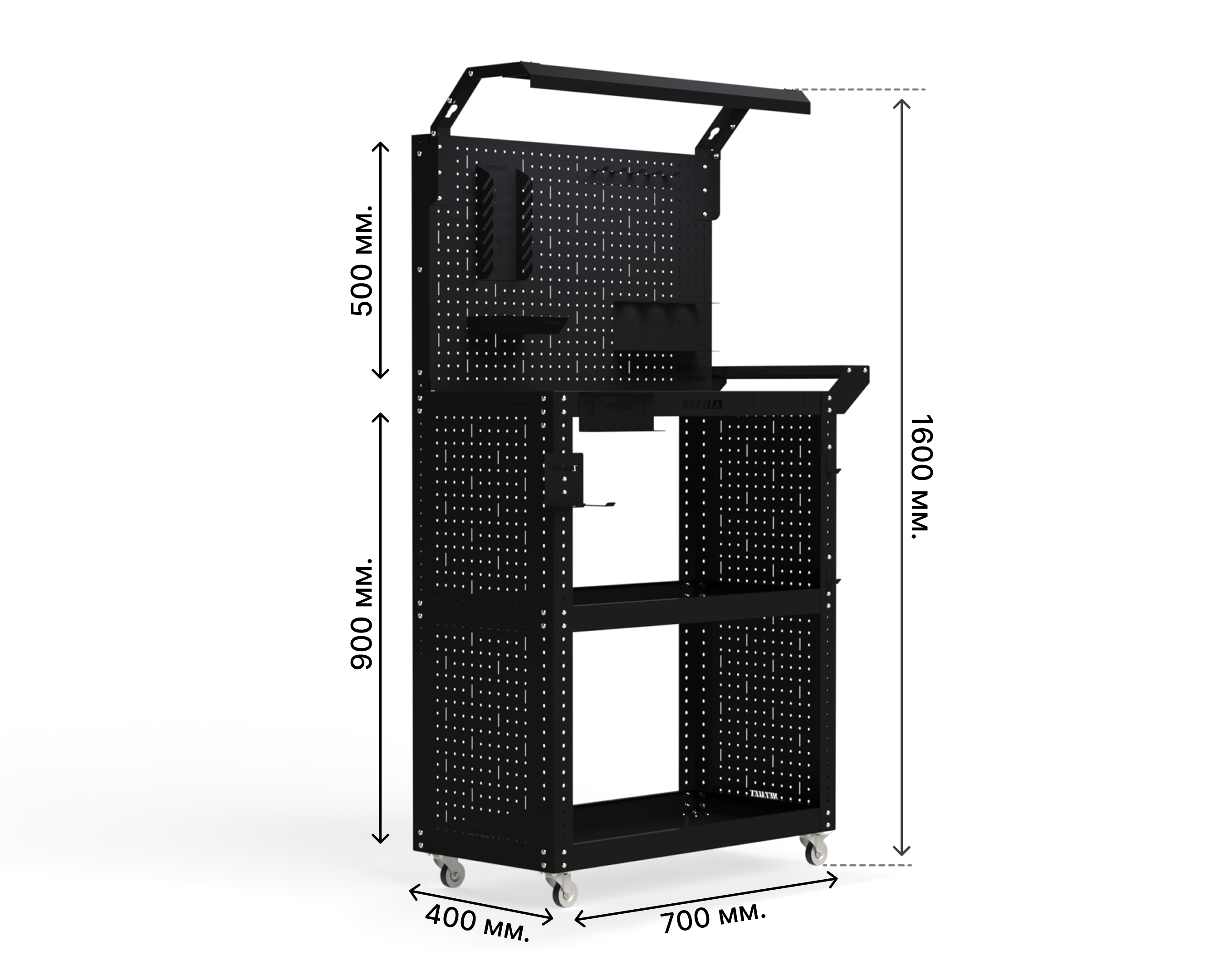 Изображение товара Тележка инструментальная Metalex тип 6 118870 700x450x950 мм с аксессуарами и освещением