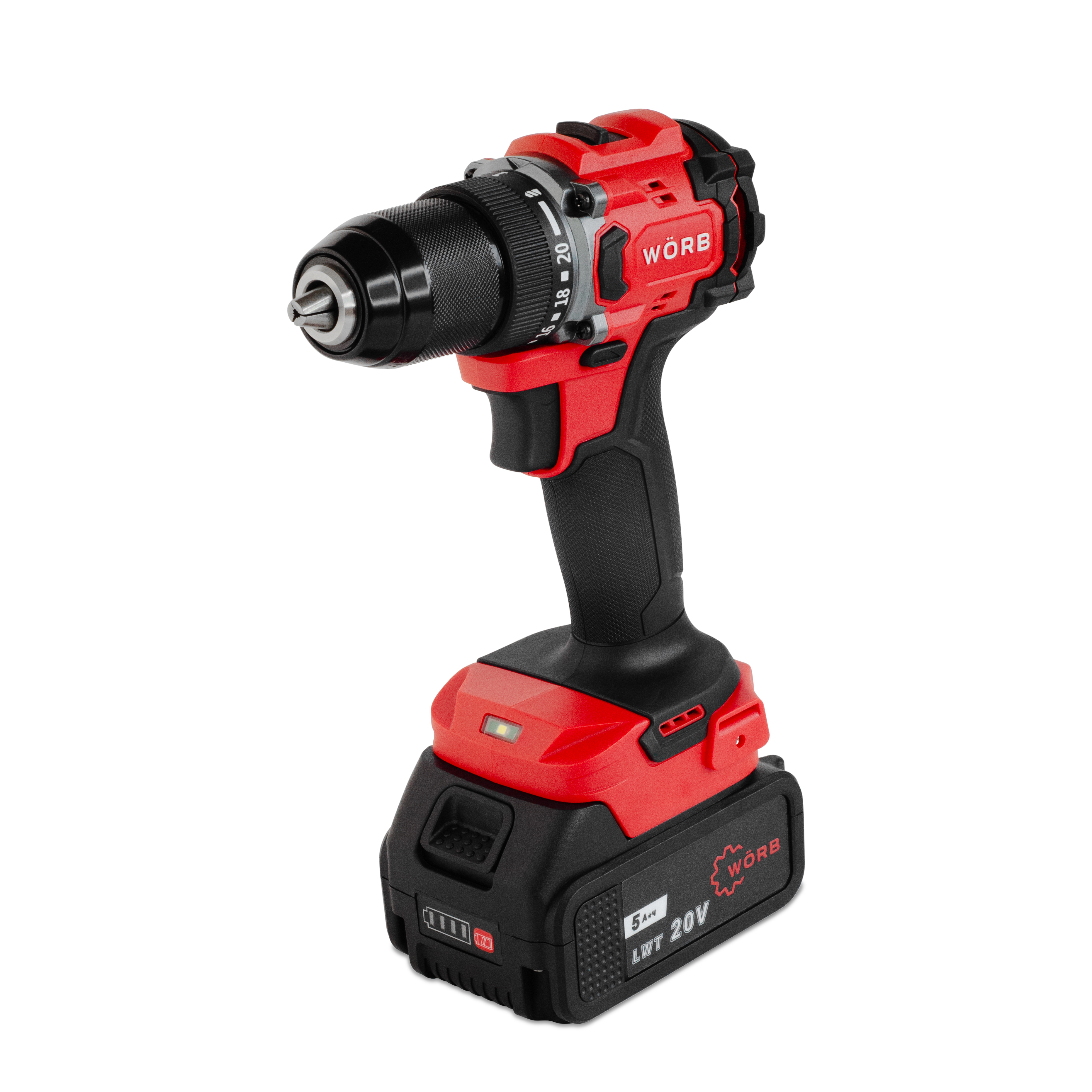 Изображение товара Дрель-шуруповерт аккумуляторная бесщеточная Wörb GSB-2036E-2LI, 20 В Li-Ion 2x5 Ач