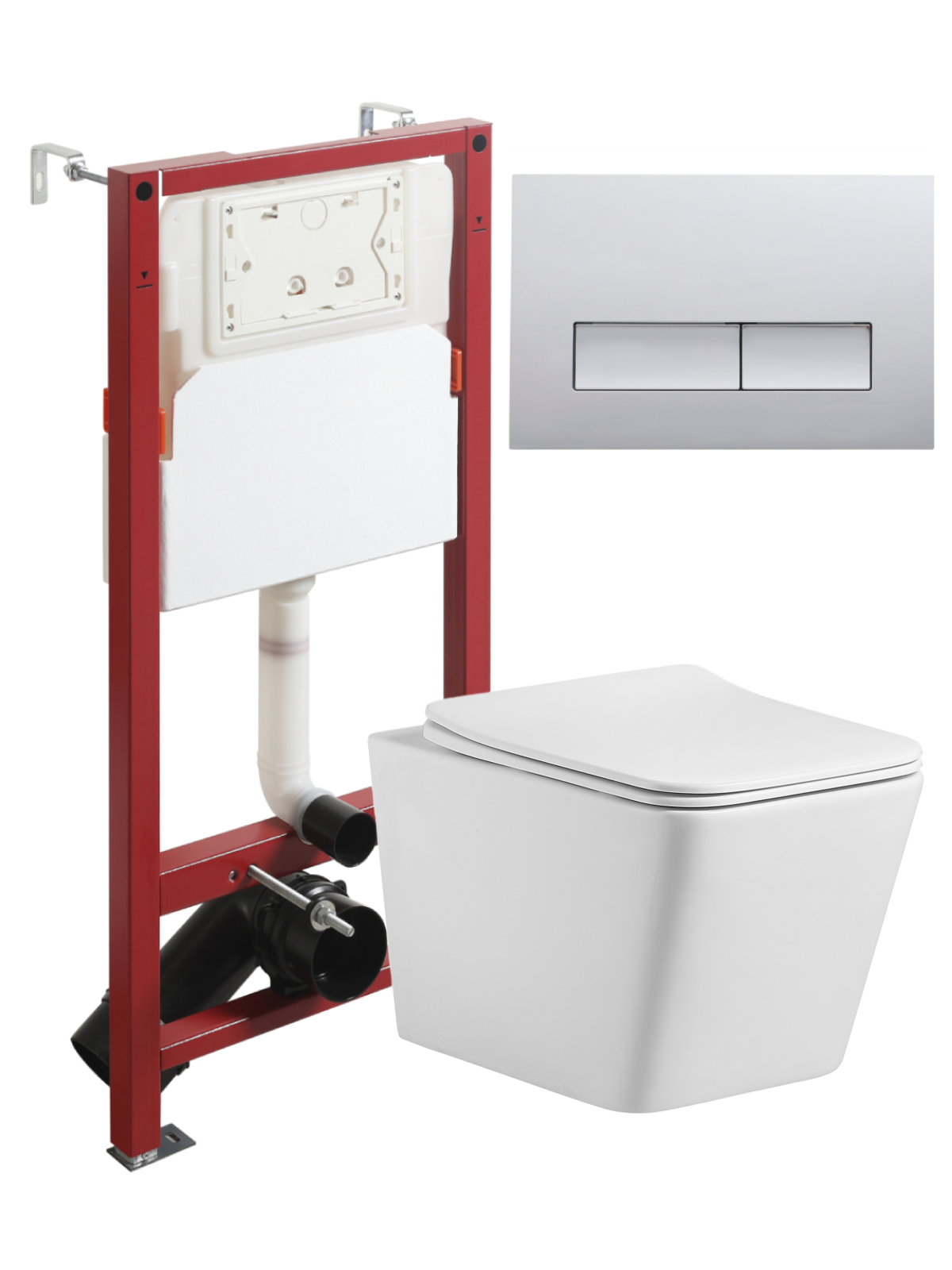 Изображение товара Комплект инсталляция с унитазом Agger ATI10150+APB200 цвет белый, кнопка хром