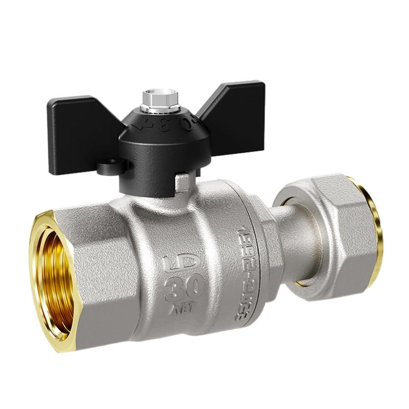 Изображение товара Кран шаровой с американкой прямой Ld Pride 552257 DN20 PN40 3/4" ВР латунь ручка бабочка