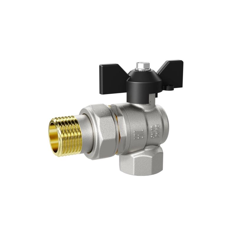 Изображение товара Кран шаровой с американкой LD Pride DN15 1/2" латунь угловой PN40 ручка бабочка