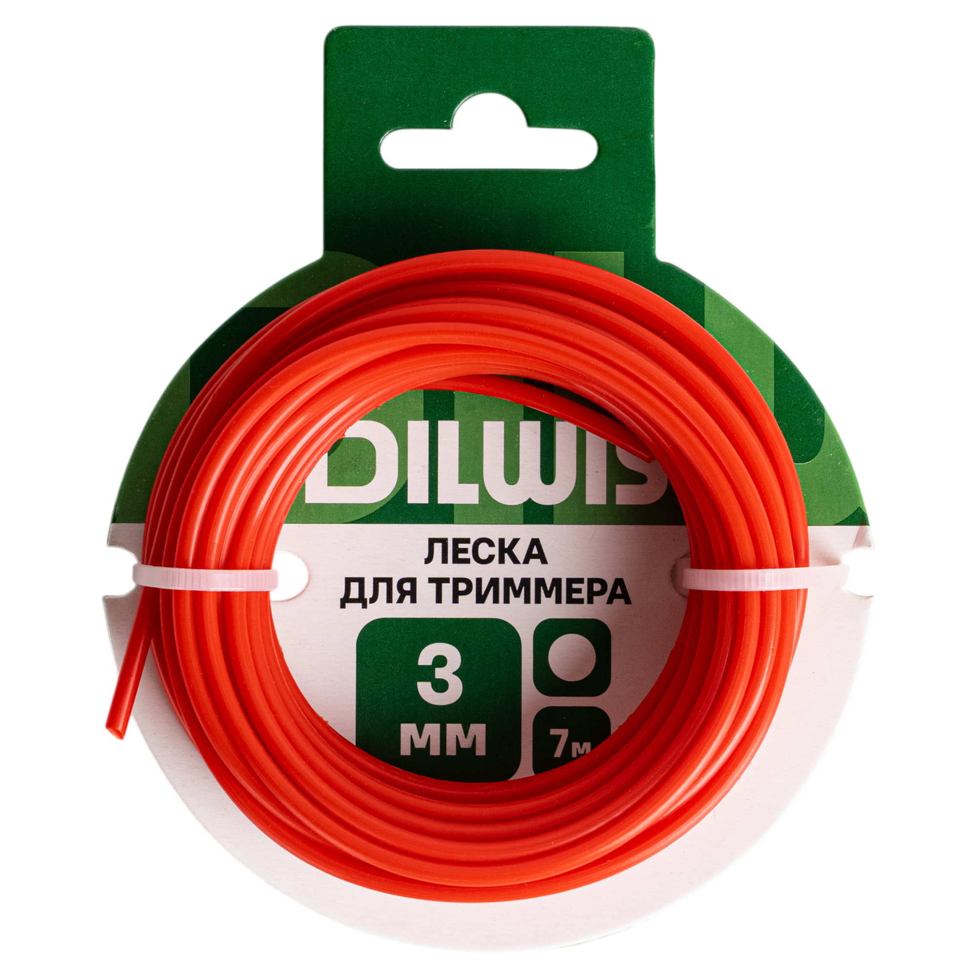 Изображение товара Леска для триммера DILWIS 3 мм 7 м ярко-красного цвета