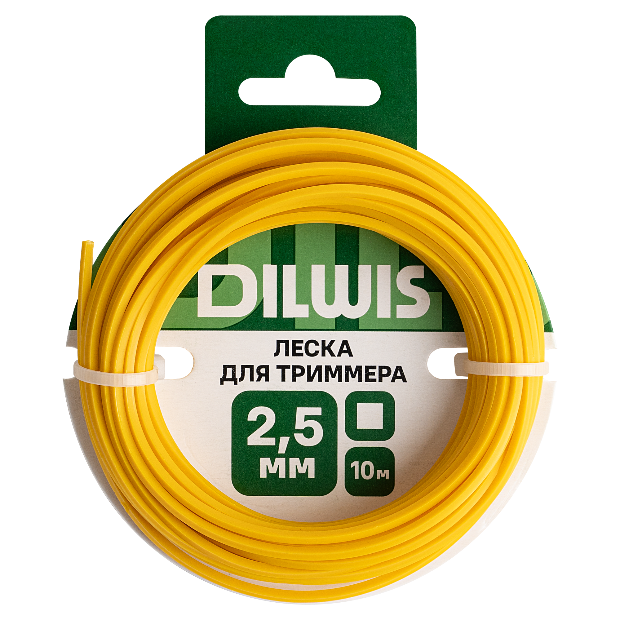 Изображение товара Леска DILWIS 2.5 мм 10 м квадратная для триммера, жёлтая