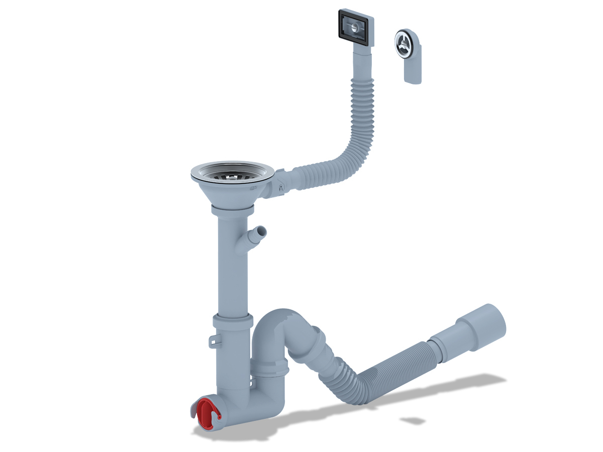 Изображение товара Сифон для мойки Ани пласт D90 мм пластик серый F1045SA15