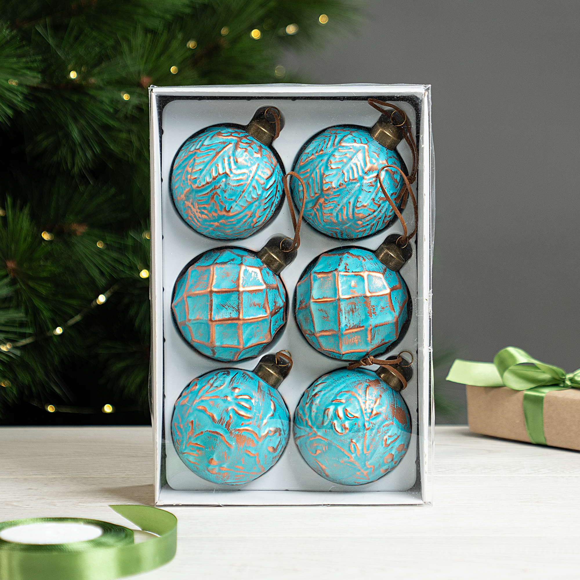 Изображение товара Набор елочных шаров KREAFORTA ø8 см синий 6 шт праздничное украшение