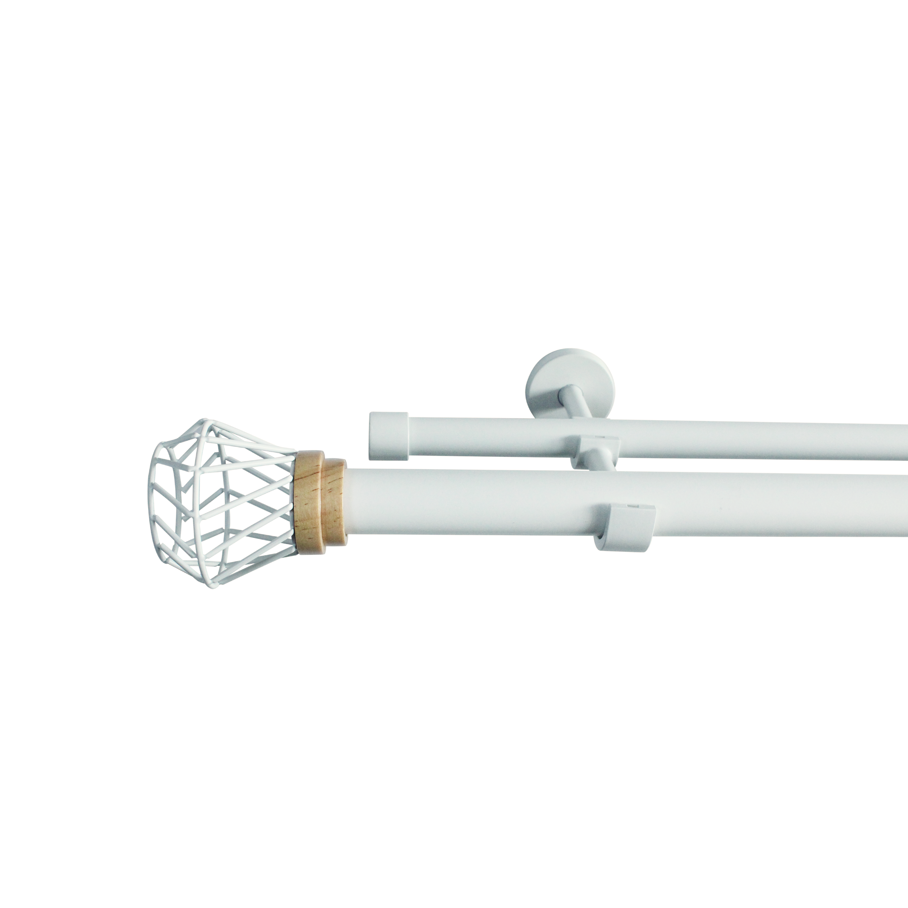 Изображение товара Настенный раздвижной двухрядный карниз Tulis белый 200-360 см металл