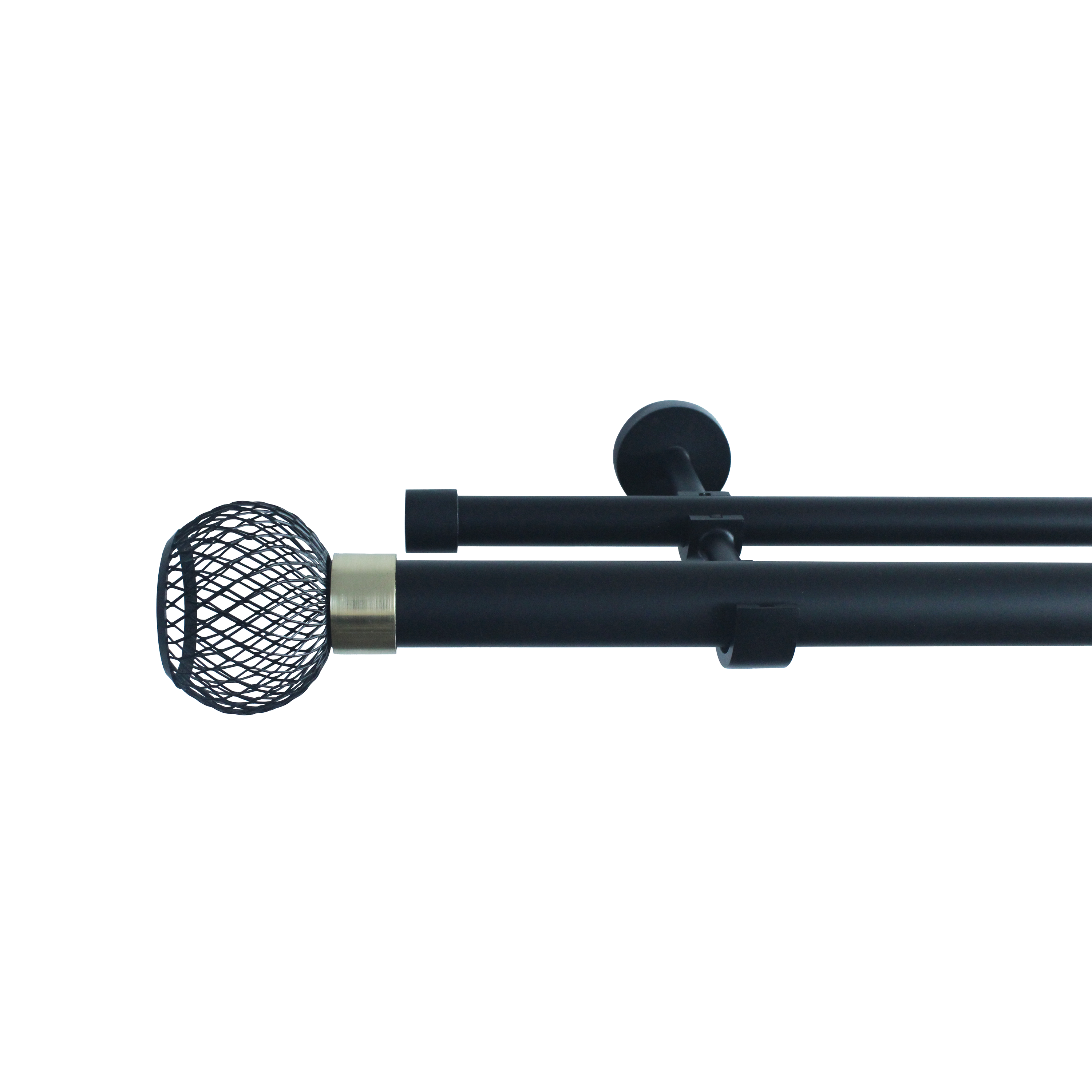 Изображение товара Настенный карниз раздвижной двухрядный Glama 200-360 см металл цвет черный