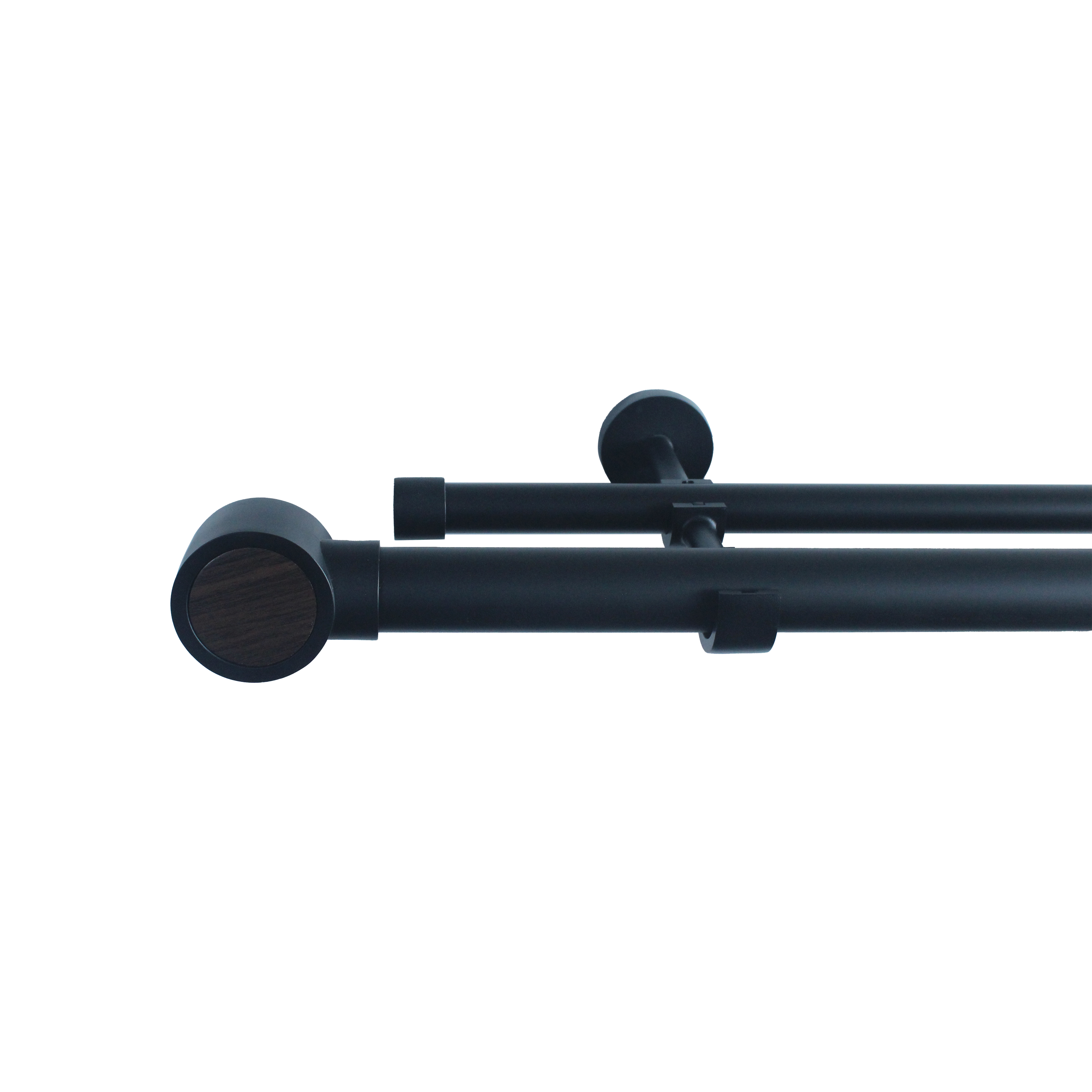 Изображение товара Настенный раздвижной двухрядный карниз Koky 200-360 см черный металл