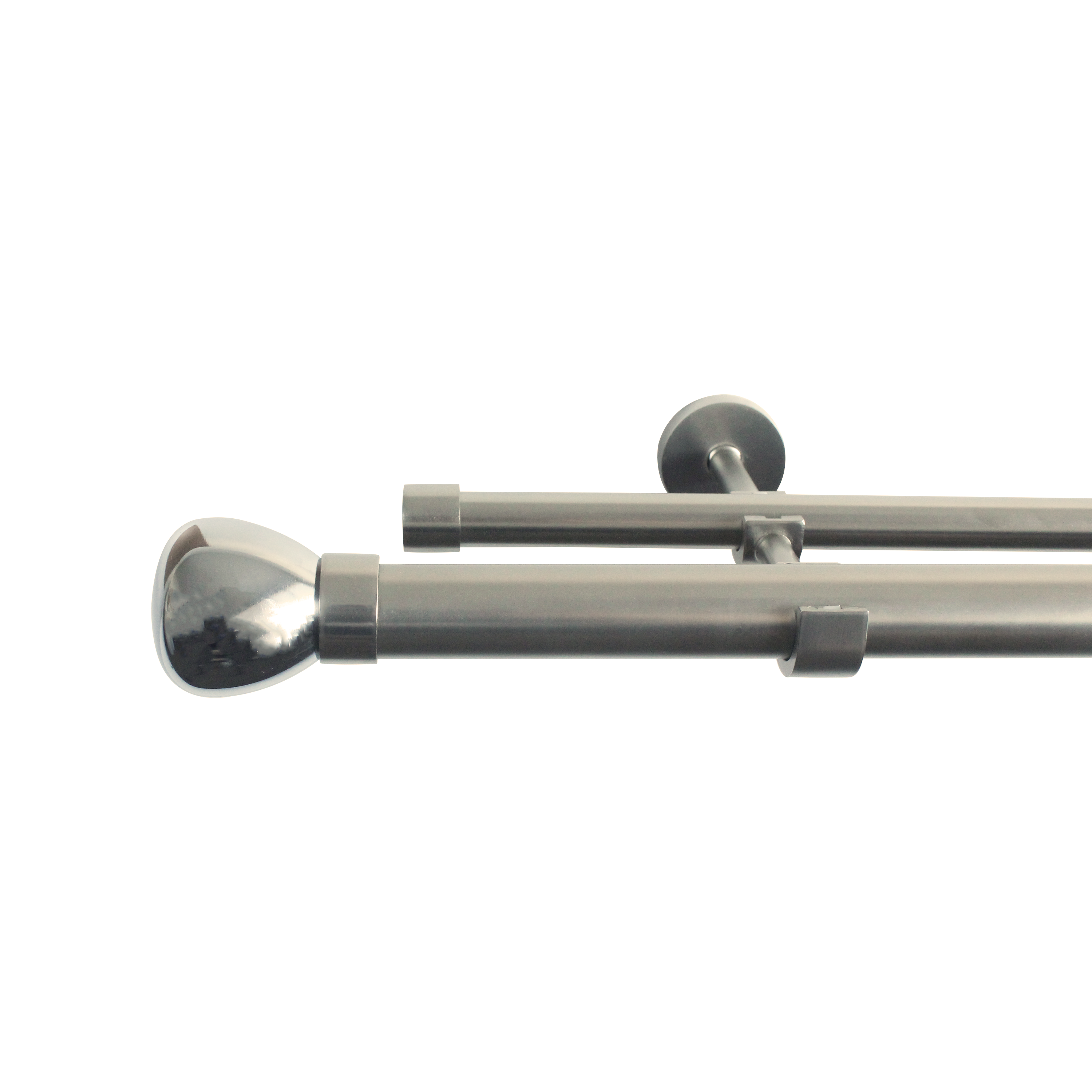 Изображение товара Настенный раздвижной двухрядный карниз Glint 200-360 см металл никель