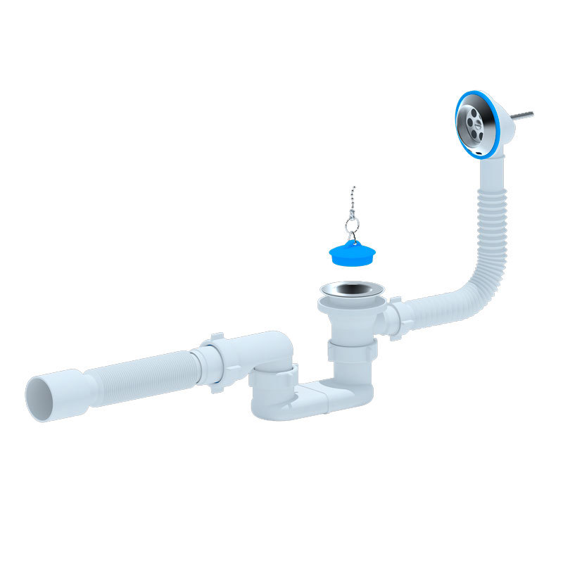 Изображение товара Сифон для ванны Ани Пласт E055, белый, регулировка по высоте, 70 мм