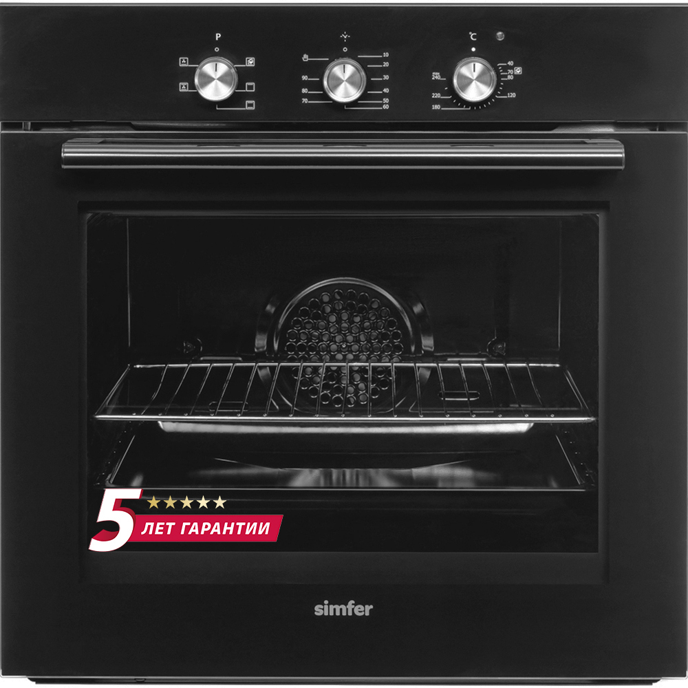 Изображение товара Электрический встраиваемый духовой шкаф Simfer B6EB16011 60x59.5x56 см черный с конвекцией