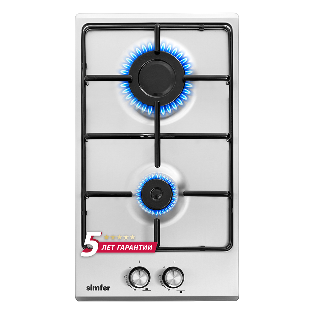 Изображение товара Газовая варочная панель Simfer H30V20411 30 см 2 конфорки нержавеющая сталь
