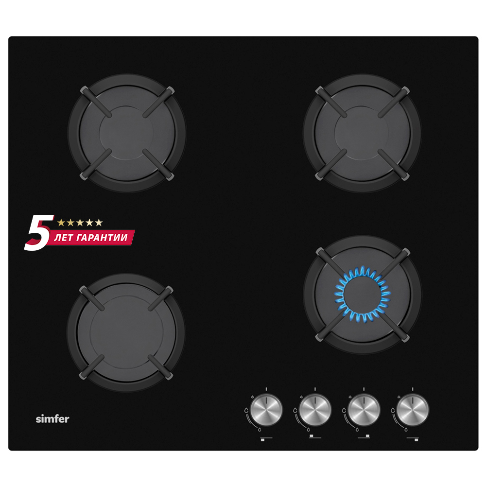 Изображение товара Газовая варочная панель Simfer H60N40B416 60 см 4 конфорки цвет черный