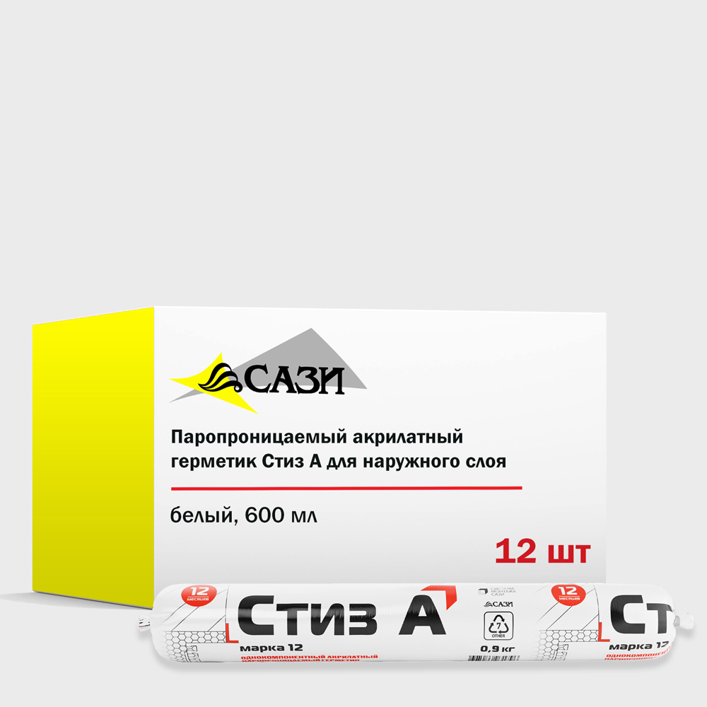 Изображение товара Герметик оконный Стиз А акриловый белый 7200 мл морозостойкий Изображение товара Герметик оконный Стиз А акриловый белый 7200 мл морозостойкий