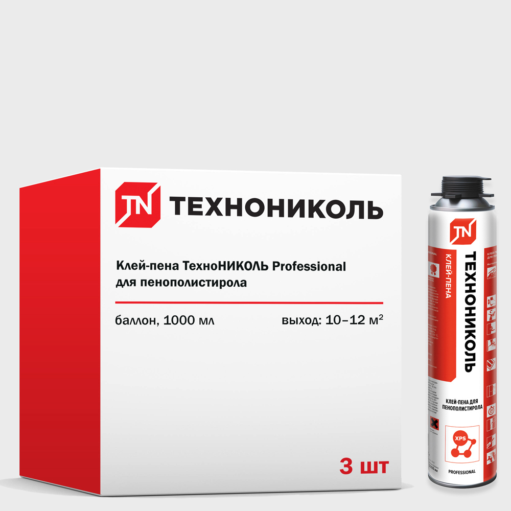 Изображение товара Клей-пена Технониколь для пенополистирола XPS профессиональная летняя 1000мл 3шт