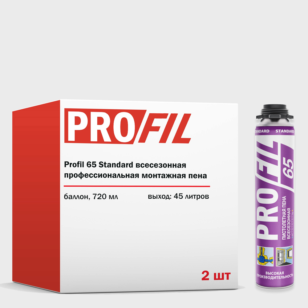 Изображение товара Пена монтажная Profil 65 Standard профессиональная выход 45 л всесезонная 720 мл 2 шт