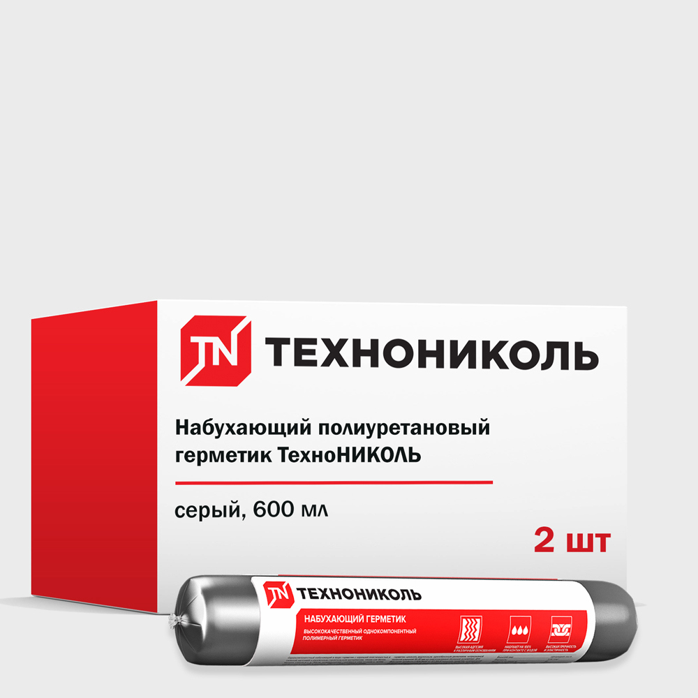 Изображение товара Набухающий герметик Технониколь полиуретановый серый 600 мл 2 шт Изображение товара Набухающий герметик Технониколь полиуретановый серый 600 мл 2 шт