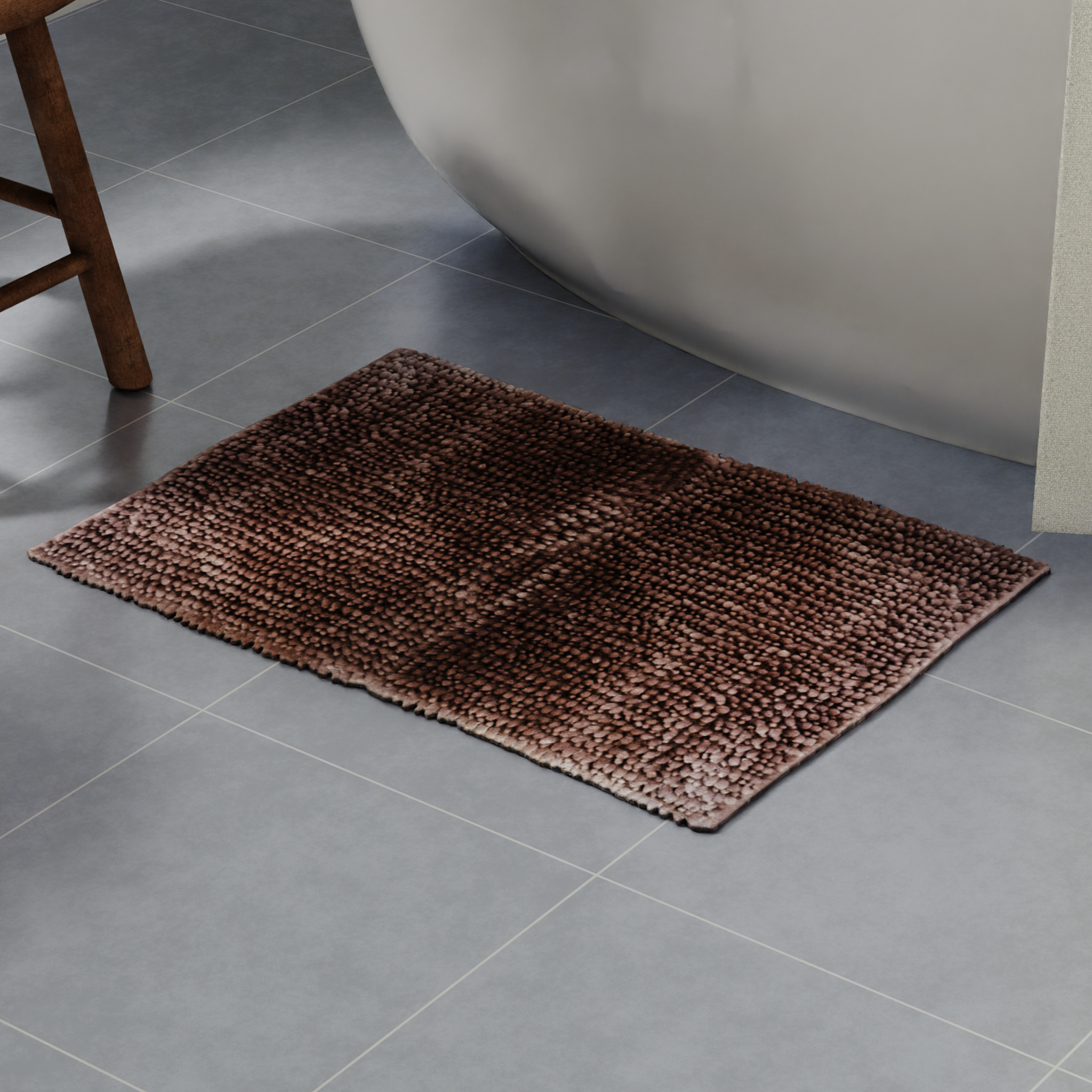 Изображение товара Коврик для ванной Lemer Loritani 50x80 см коричневый нескользящий влаговпитывающий