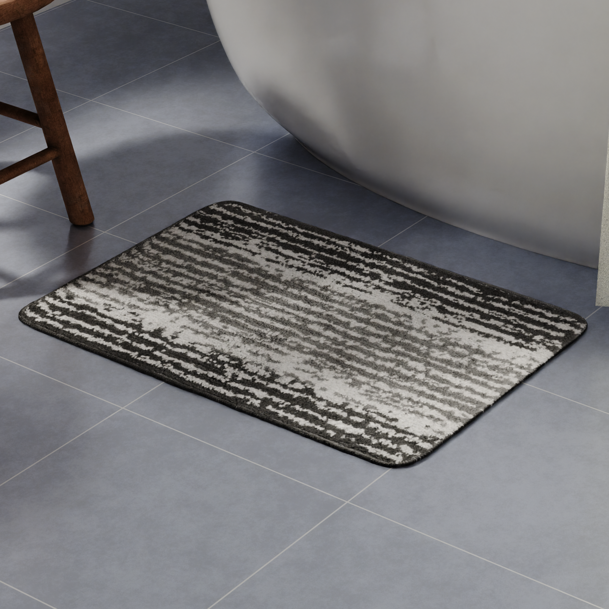 Изображение товара Коврик для ванной Lemer Wood white 50x80 см белый нескользящий комфортный