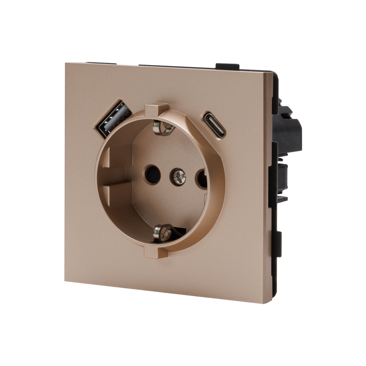 Изображение товара Розетка силовая встраиваемая USB/TYPE-C Altech ENCORE 1SUCY 1 пост с заземлением цвет шампань Изображение товара Розетка силовая встраиваемая USB/TYPE-C Altech ENCORE 1SUCY 1 пост с заземлением цвет шампань