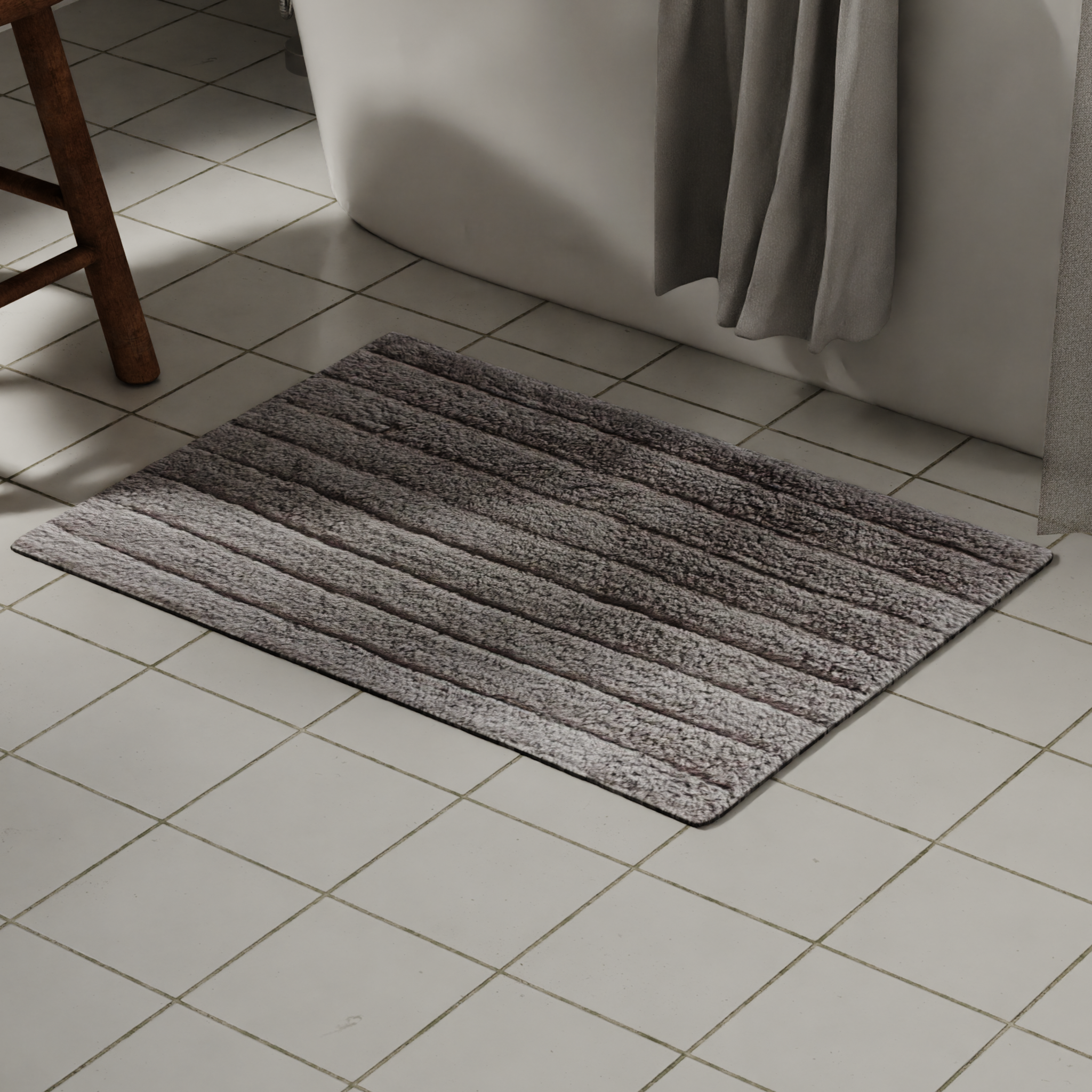 Изображение товара Коврик для ванной Swensa Delhi 40x60 см серый влагостойкий нескользящий