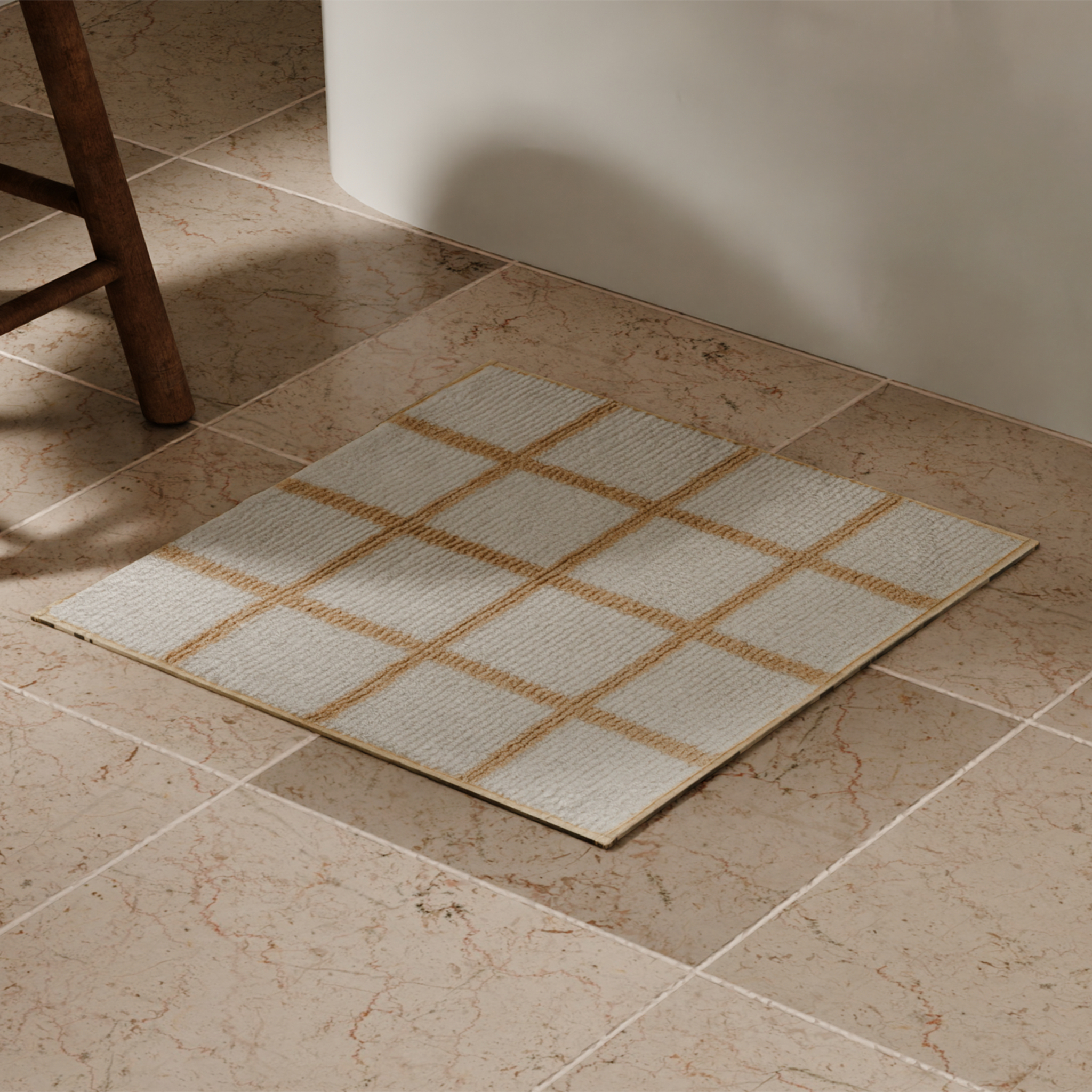 Изображение товара Коврик для ванной Verran Line 50x50 см бежевый нескользящая основа