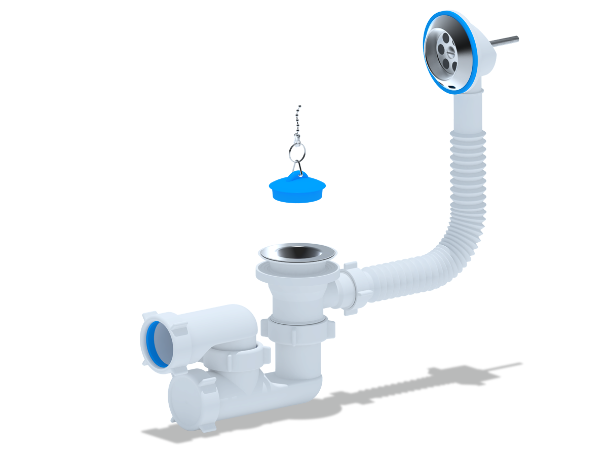 Изображение товара Сифон для ванны АНИ Пласт E250 белый регулируемый с переливом d50 мм