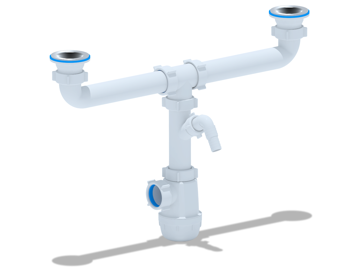 Изображение товара Сифон для мойки АНИ ПЛАСТ Грот A3500 двойной с отводом Россия