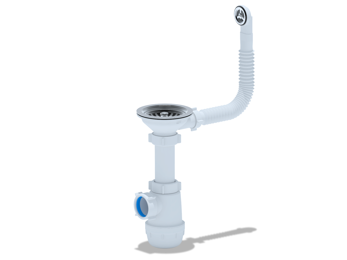 Изображение товара Сифон для мойки Ани пласт D50 мм белый A0142S - надежное решение для кухонной канализации
