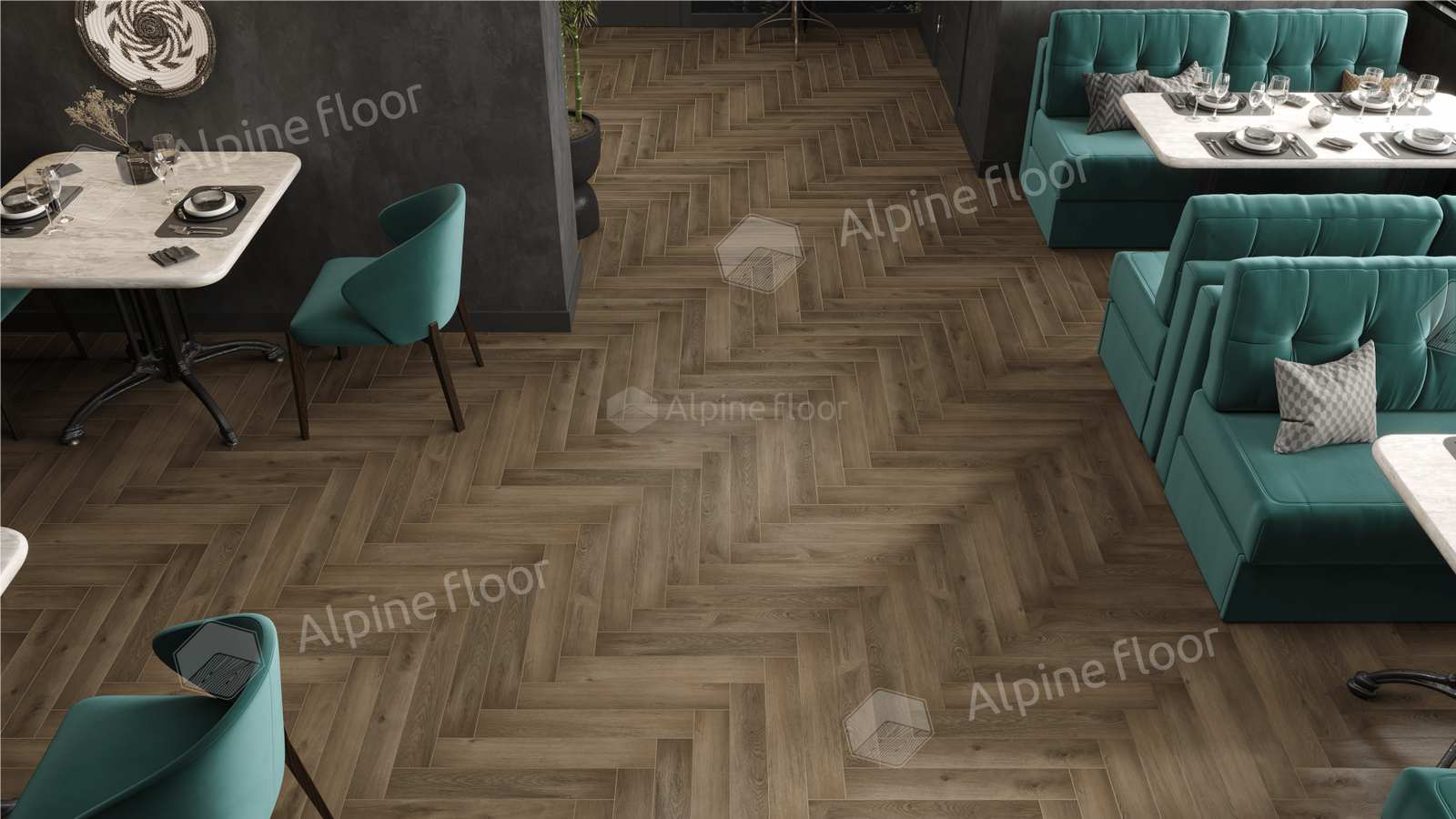Изображение товара Ламинат Alpine Floor Herringbone Дуб Анжу 33 класс толщина 8 мм с фаской 1.347 м² цена за упаковку