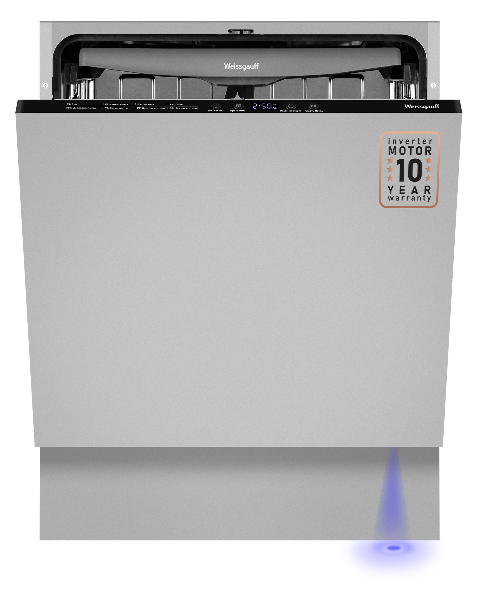 Изображение товара Встраиваемая посудомоечная машина Weissgauff 433535 14 комплектов 8 программ серый