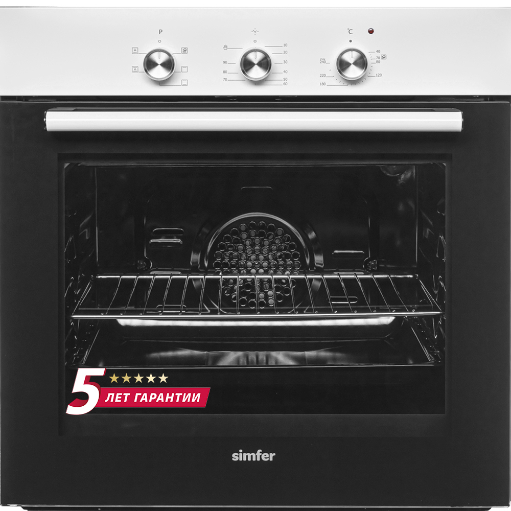 Изображение товара Электрический духовой шкаф Simfer B6EW16001 60x59.5x56.5 см белый с функциями конвекции и гидролиза