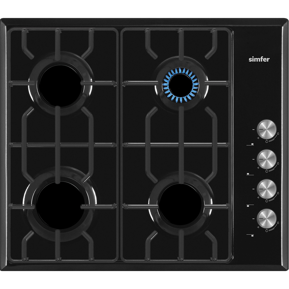 Изображение товара Газовая варочная панель Simfer H60Q40471 60 см 4 конфорки цвет черный