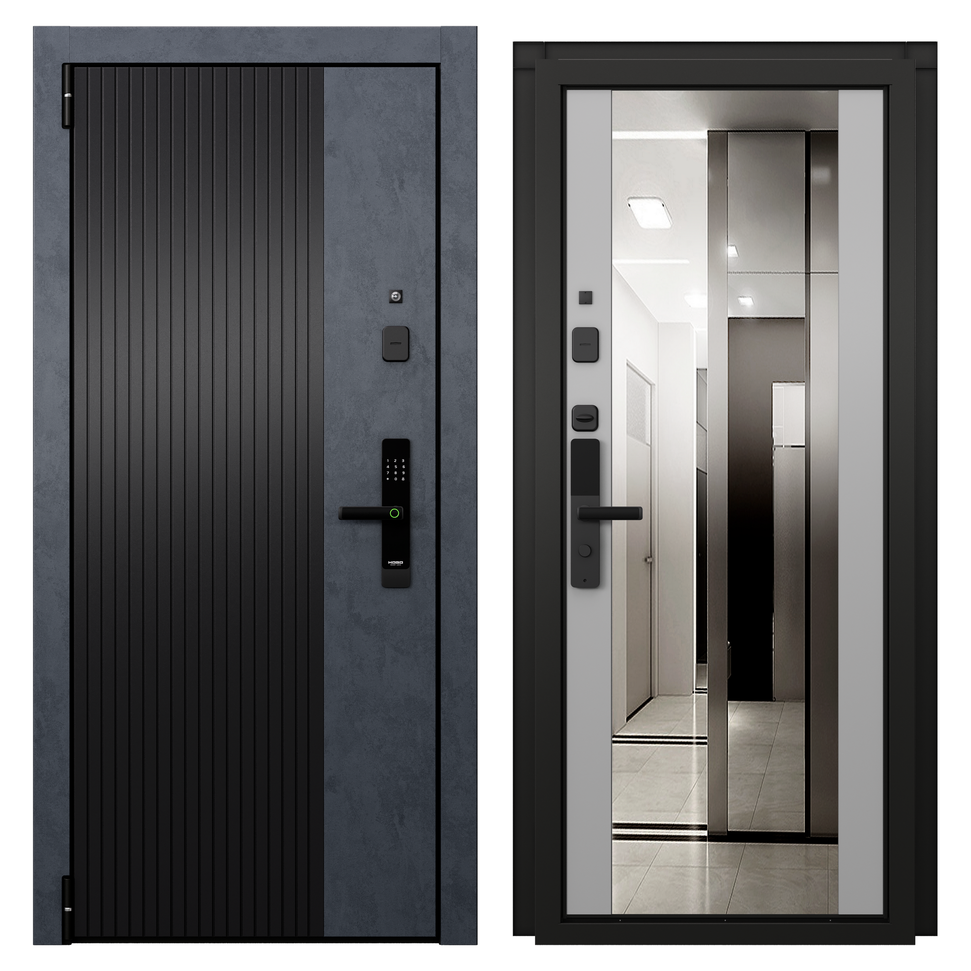 Изображение товара Дверь мет. Протон Скай Ферро (860L) с зеркалом, левый, 205x86 см