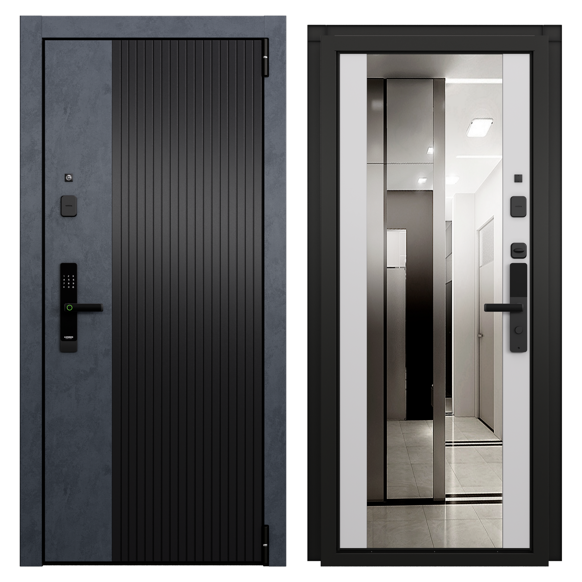 Изображение товара Входная дверь металлическая Протон Скай 86x205 см правая бьянко с зеркалом