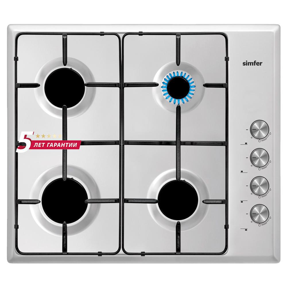 Изображение товара Газовая варочная панель Simfer H60Q40470 60 см 4 конфорки цвет серебряный