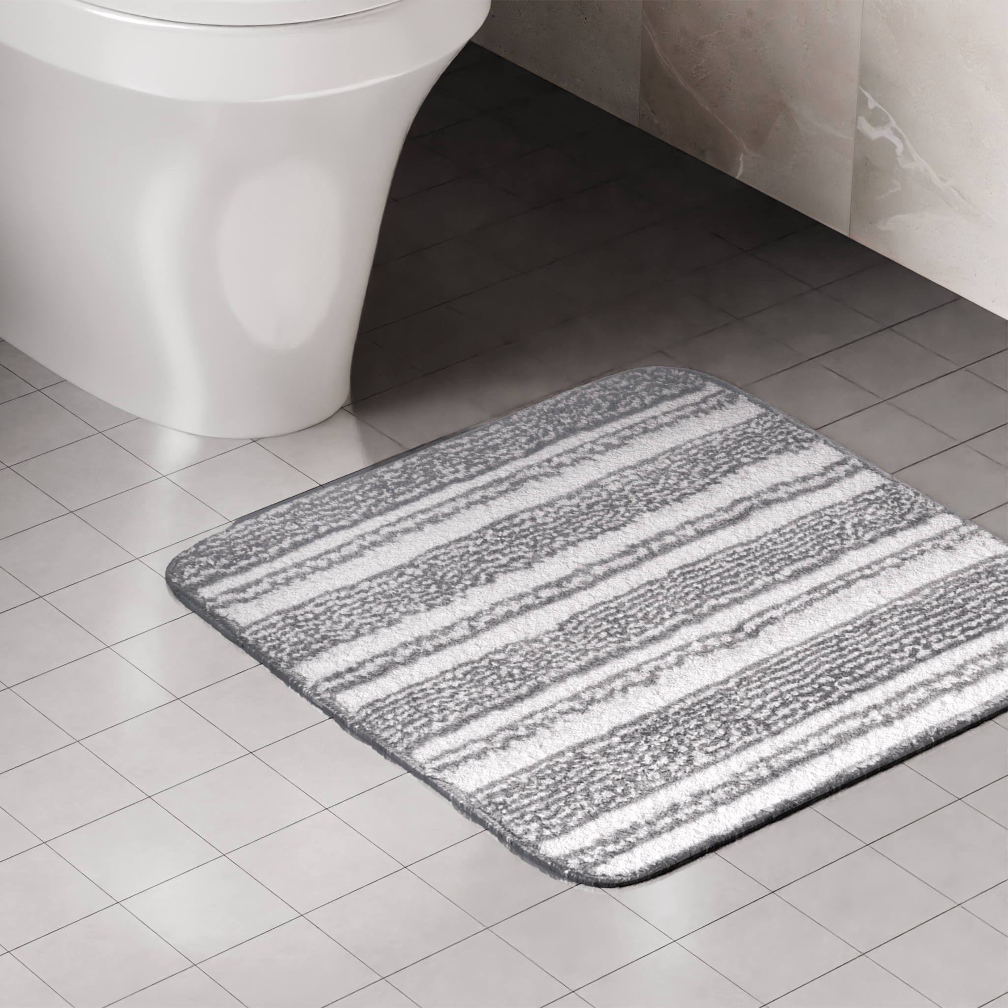 Изображение товара Коврик для туалета Lemer Tocantis 50x50 см серый микрофибра противоскользящий