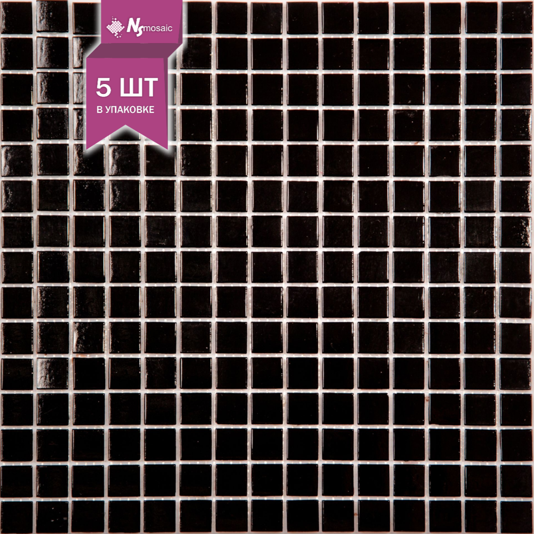 Изображение товара Декоративная стеклянная мозаика NSMOSAIC Gk01 32.7x32.7см черная, коллекция Econom